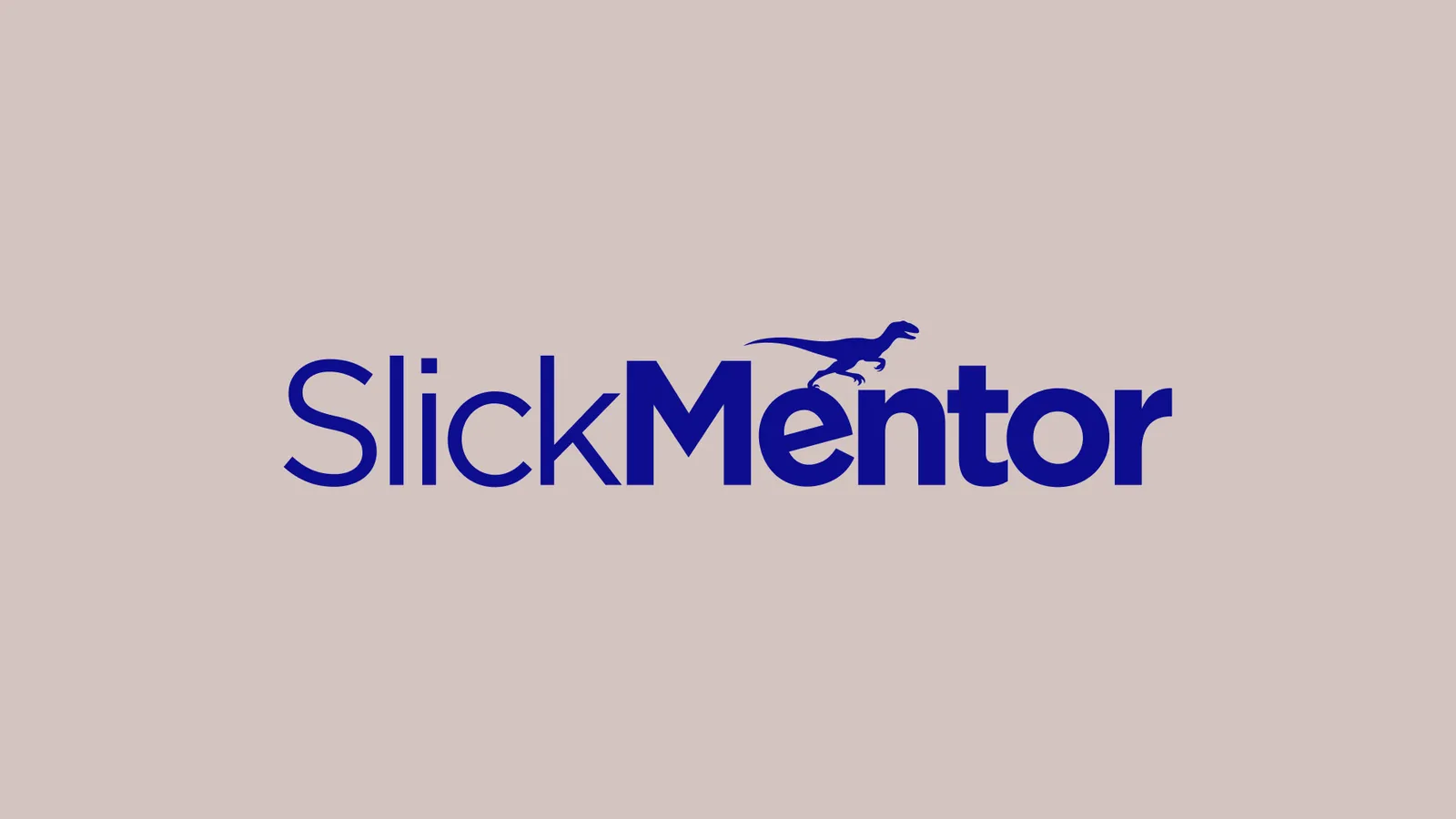 SlickMentor logo, navy wordmark with raptor icon on a muted mauve background