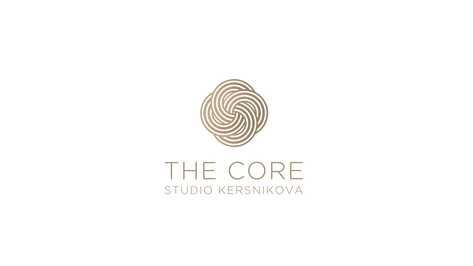 The Core logo for Studio Kersnikova, gold intertwined-knot mark with elegant type