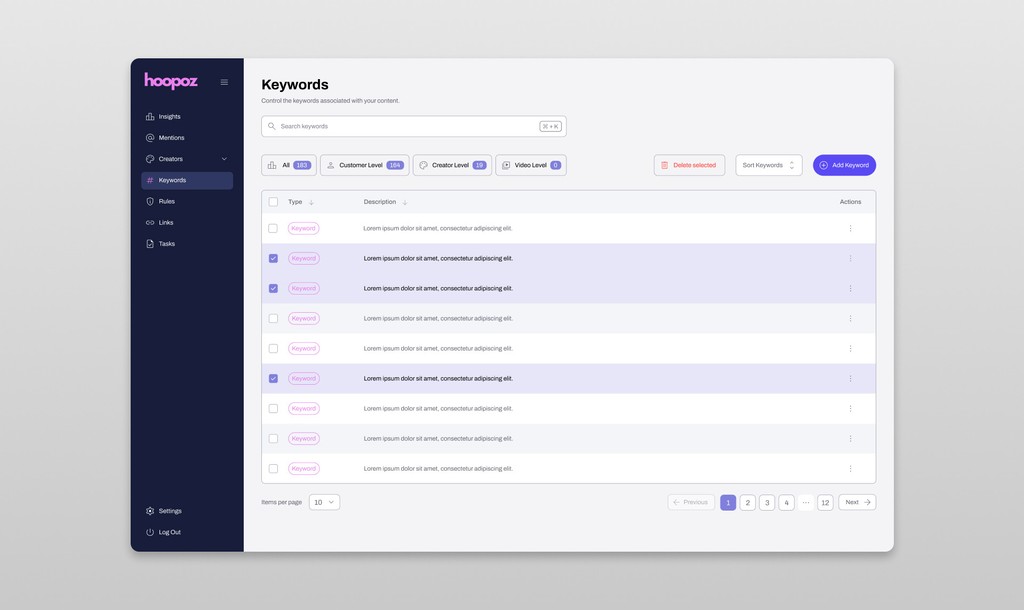 Hoopoz search and sentiment analysis surface redesigned with consistent visual language